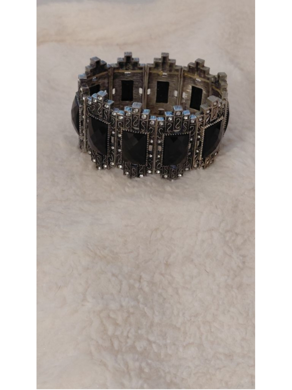 Women's Black & Silver Statement Bracelet One Size